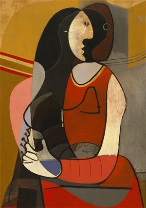 毕加索抽象立体派坐着的女人油画图片
