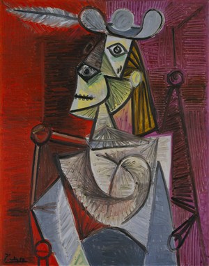 毕加索抽象作品扶手椅上的女人