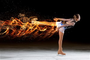 體育運動滑冰小女孩滑出火焰圖片