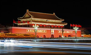 夜景中国文化北京天安门建筑旅游
