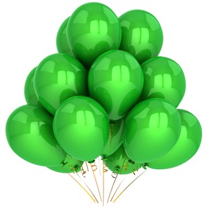一大束绿色有光泽的气球 