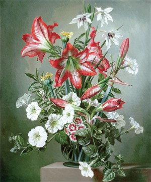 古典静物花卉油画图片