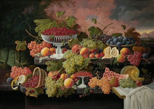 水果静物古典油画图片