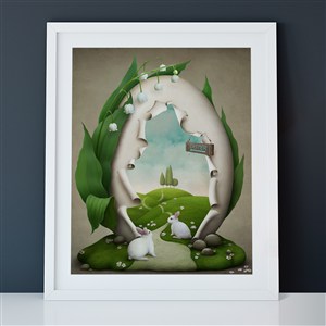 兔子与破壳的鸡蛋幻想艺术装饰画