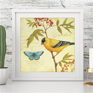 黄色小鸟与蓝色蝴蝶装饰画