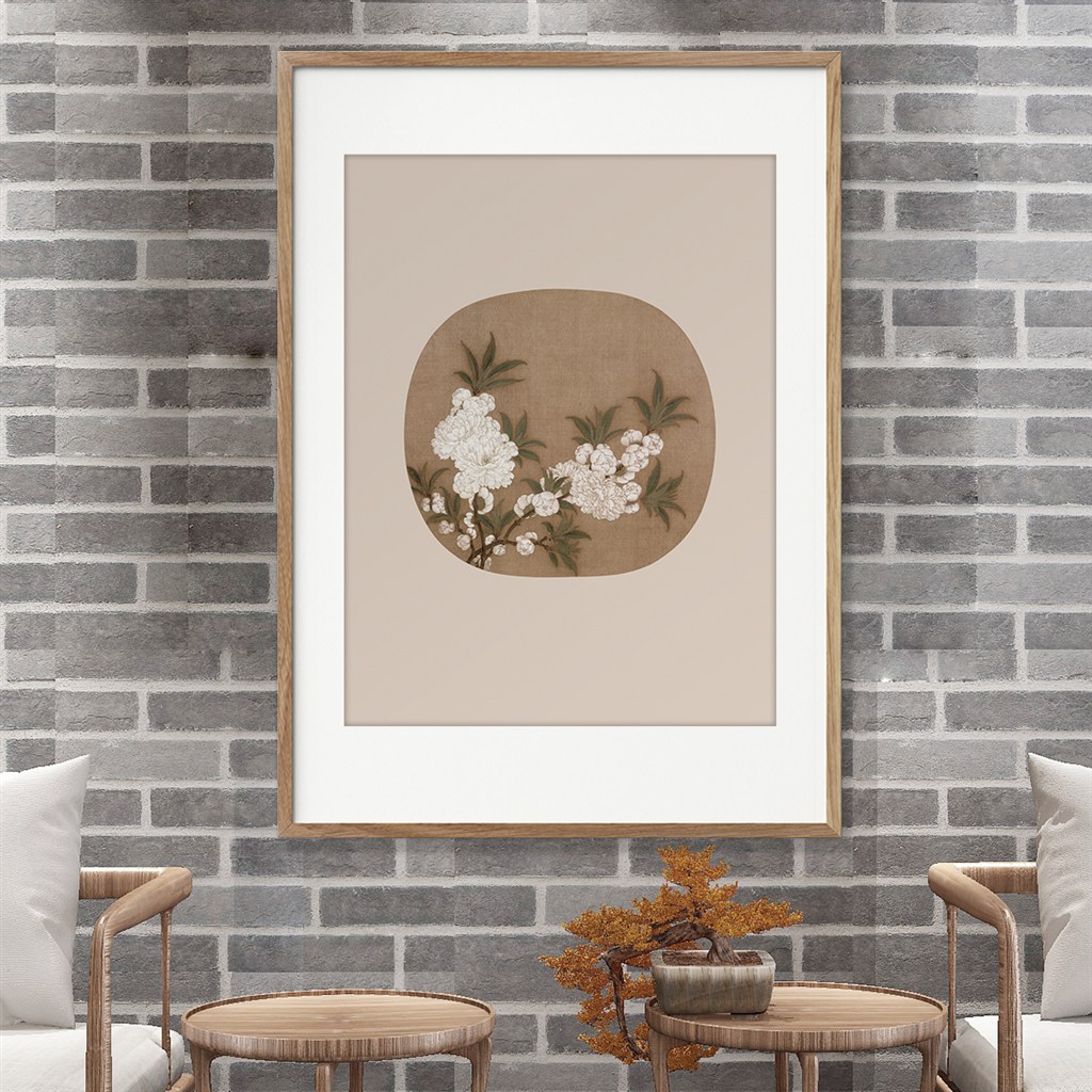 锦帛画白色花卉装饰画