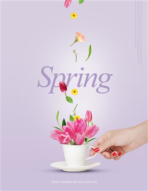  春季花卉主题海报psd分层素材  