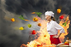 发怒的美女厨师创意高清图片