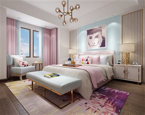 粉色系列卧室家装儿童房设计效果图
