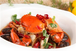 海鲜花甲大闸蟹晚宴美食图片