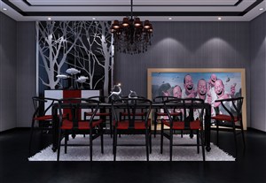 黑色系列混搭风格家装餐厅设计效果图