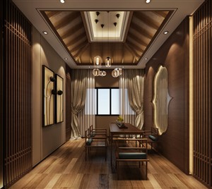 新中式家庭茶室装修效果图