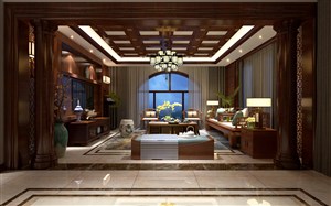 宽敞古典中式风格家装客厅设计效果图