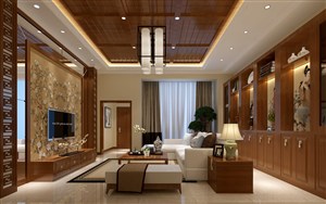 新中式风格三室两厅客厅装修效果图