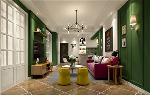 彩色家具两居室客厅装修效果图片