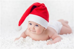 圣诞帽微笑宝宝图片