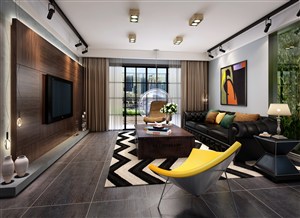 两居室混搭风格家装客厅设计效果图
