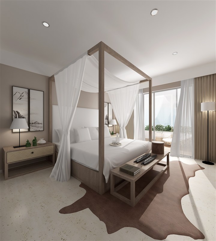 新中式原木色架子床主卧室装修效果图