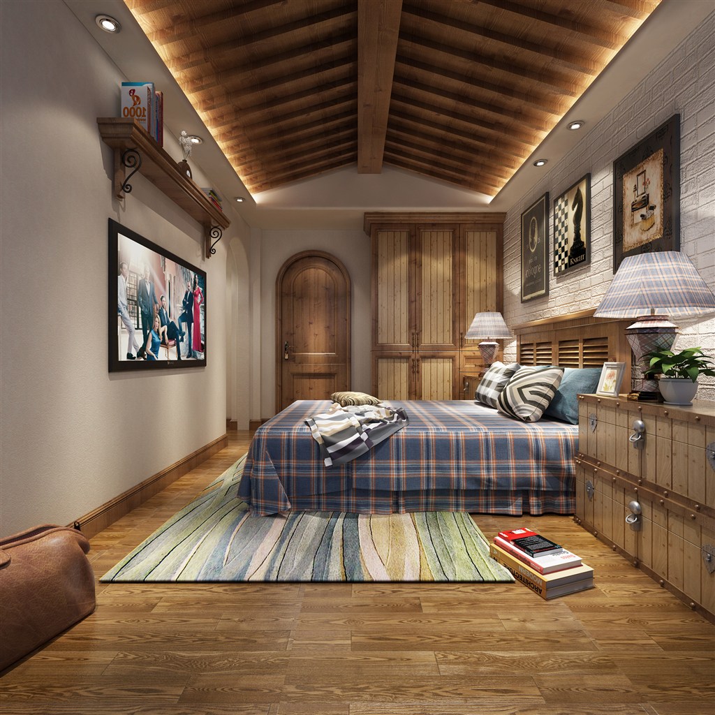 欧式风格复式别墅卧室装修效果图2014图片_太平洋家居网图库