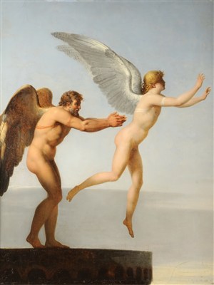 長翅膀的男女人體油畫藝術圖片