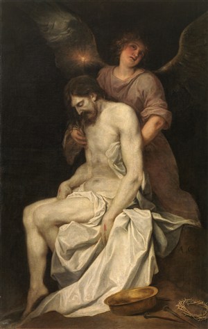天使和耶稣人体油画