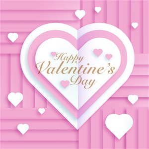 白色和粉色纸质情人节爱心矢量素材happy valentine's day 