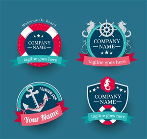 4款创意航海商务徽章矢量素材 