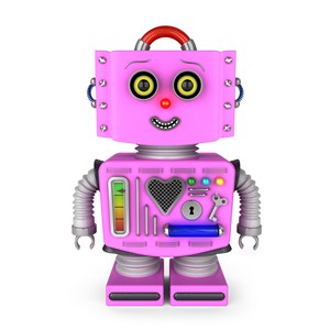 粉色可爱的金属机器人高清摄影图片
