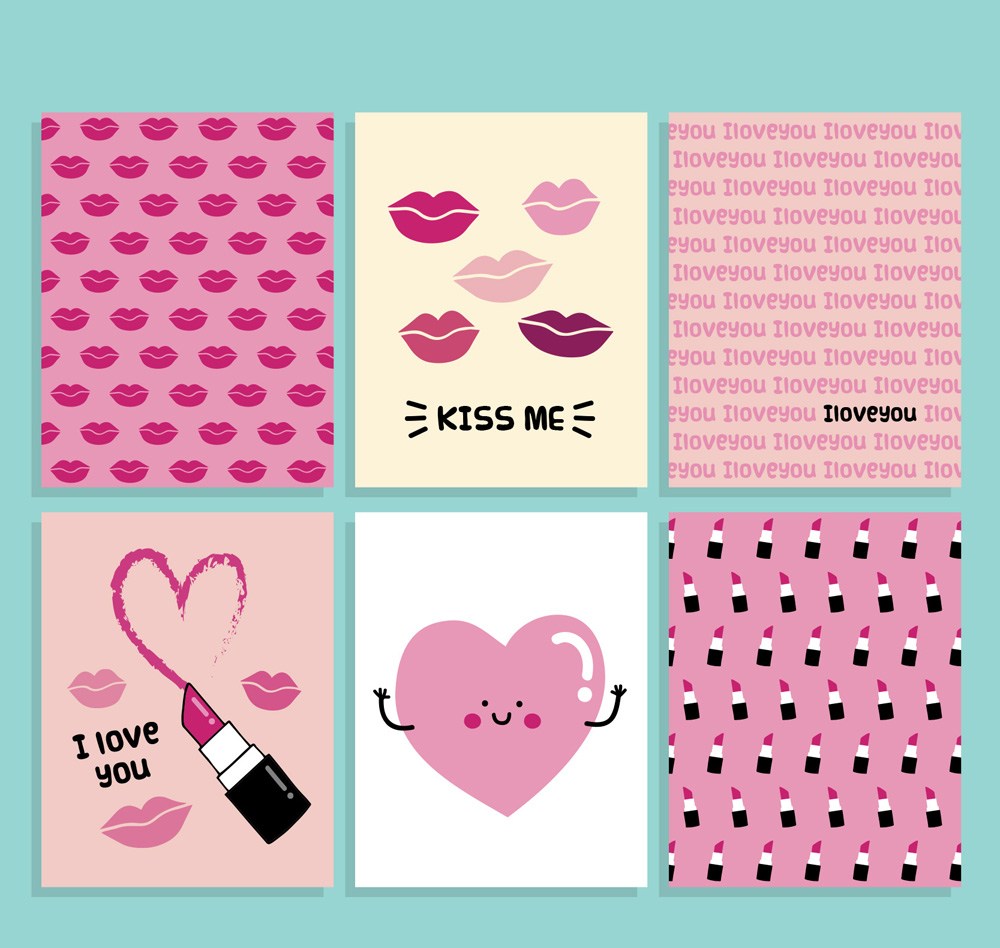 6款可爱情人节卡片矢量素材 