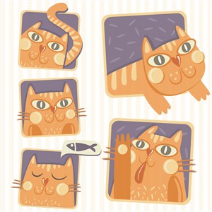 5款彩绘猫咪设计矢量图