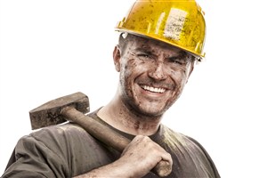 面带微笑的矿工高清摄影图片