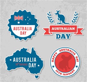 4款创意澳大利亚日标签矢量图 