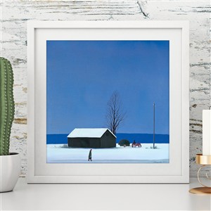 欧洲冬季白雪皑皑的小房子和行人图片