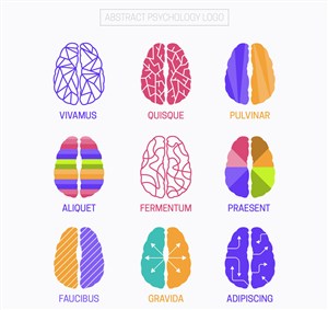 9款彩色大脑心理学标志矢量图 