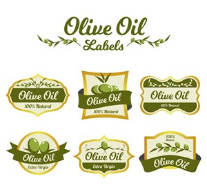 6款绿色橄榄油标签矢量素材