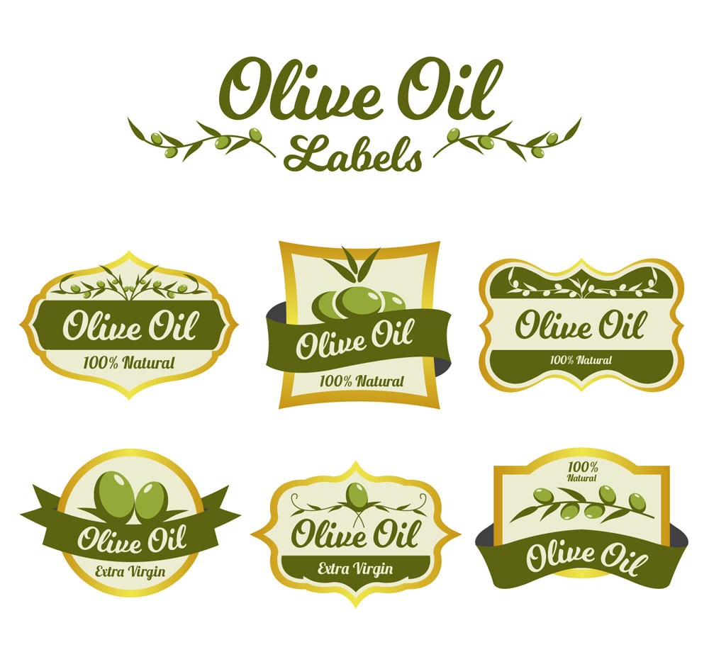 6款绿色橄榄油标签矢量素材
