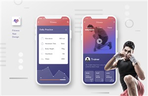 健身主题app设计展示模板 