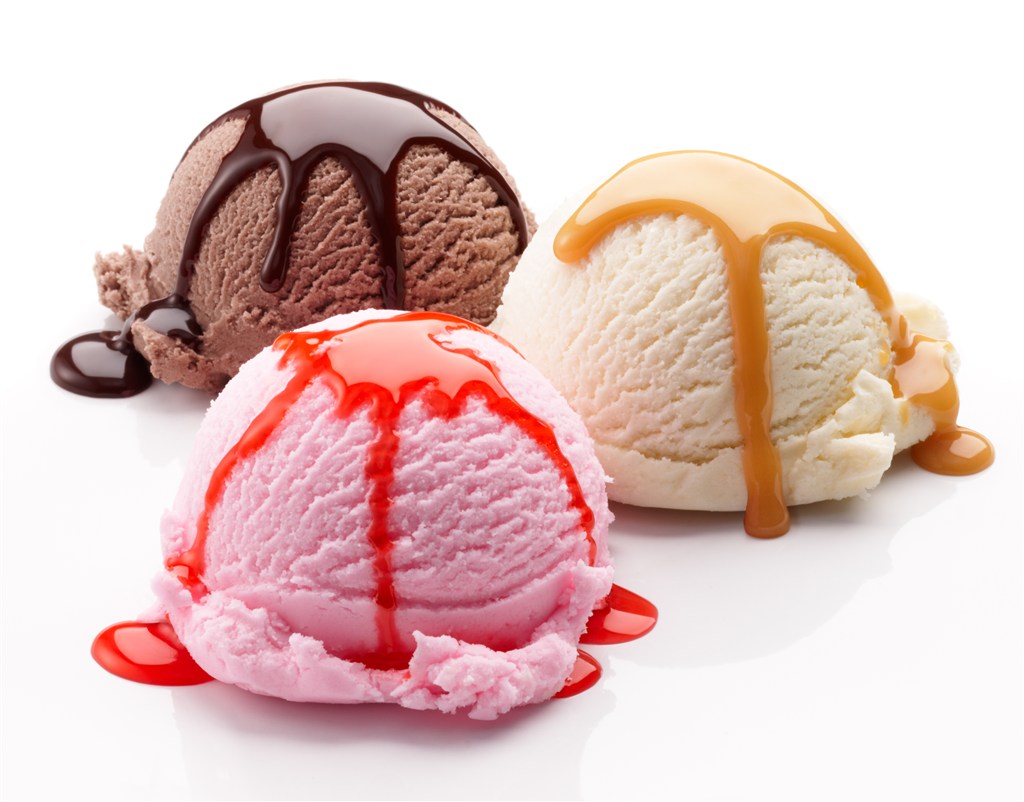 粉白粽色奶油冰淇淋球