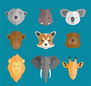 9款创意动物头像设计矢量素材