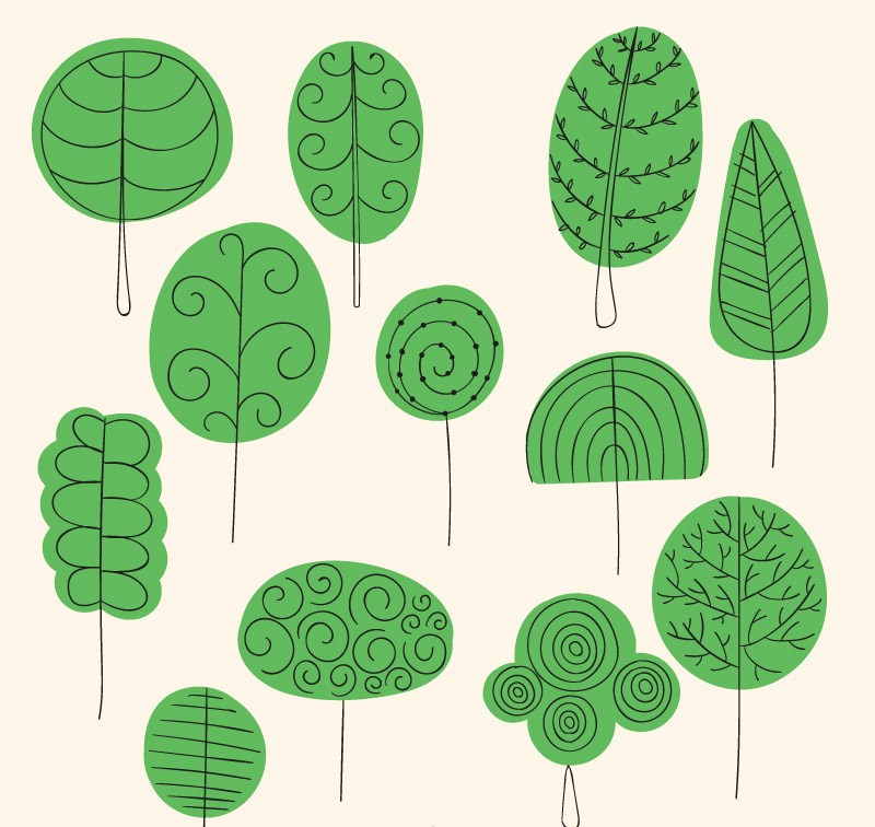 12款绿色手绘树木矢量素材
