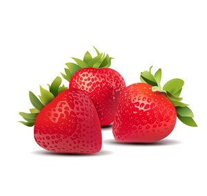 3个红色新鲜草莓矢量素材