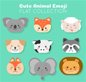 9款可爱动物表情头像矢量素材