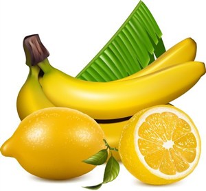 彩绘香蕉柠檬素材