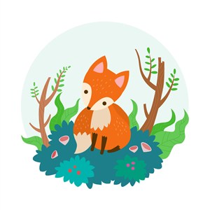 可爱森林狐狸设计矢量素材 